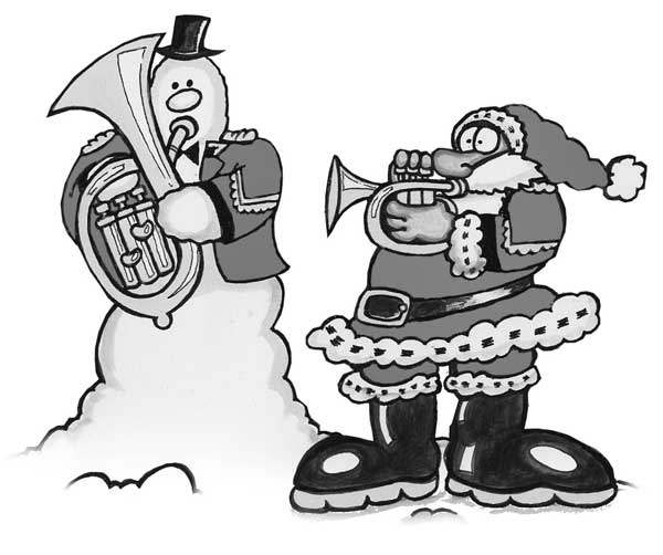 SANTA AND SNOWMAN BLACK AND WHIT