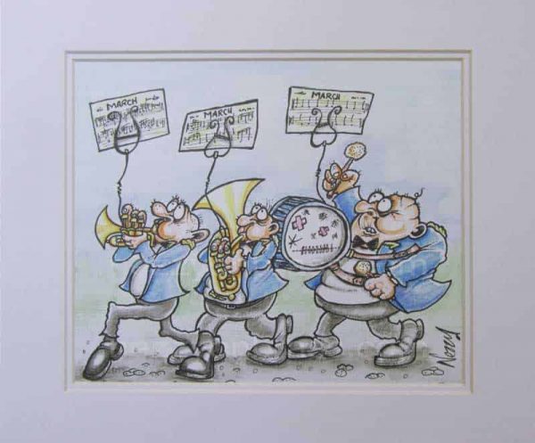 Original Artwork - Marching Band in Blue Jackets