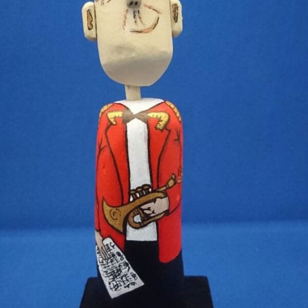 Nezzy Drifters - Cornet Player in Red Uniform on Cornet Case Plinth