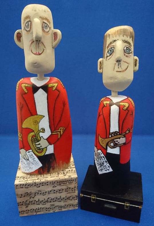 'Nezzy Drifters' - Driftwood cartoon figures by Nezzy - each one is unique.  Available on the Nezzyonbrass Shop