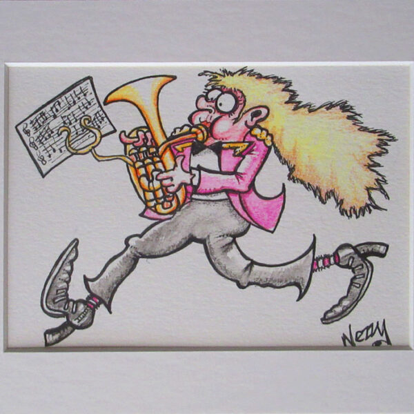 Original Artwork - Marching Lady Horn / Baritone player in Pink Jacket