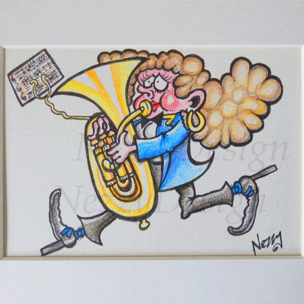 Original Artwork - Marching Lady Bass player in Blue Jacket