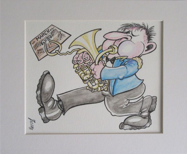 Original Artwork - Marching Euphonium Player in Blue Jacket