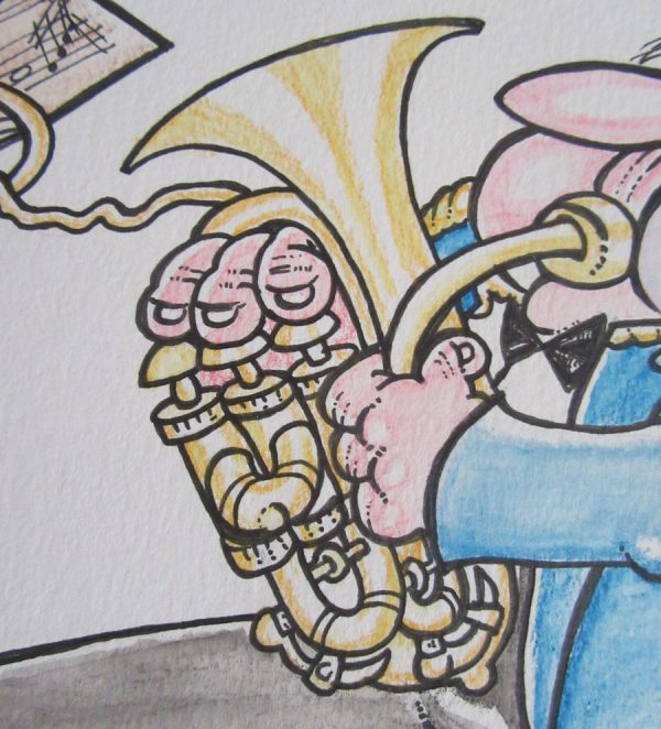 Original Artwork - Marching Euphonium Player in Blue Jacket - Image 3