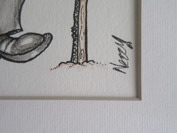 Original Cartoon Artwork - Bass Player in red Jacket Busking - Image 3