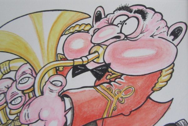 Original Artwork - Marching Bass Player in Red Jacket - Image 4