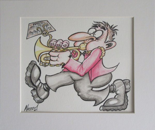 Original Artwork - Marching Cornet Player in Red Jacket