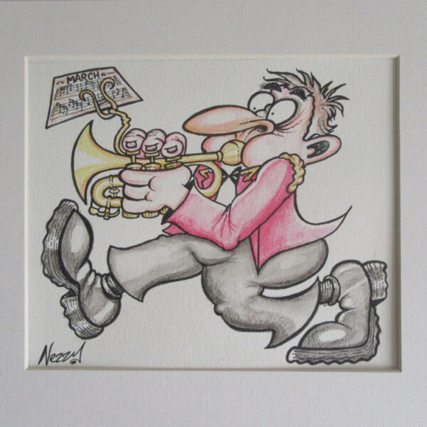 Original Artwork - Marching Cornet Player in Red Jacket