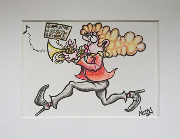 Signed Print - Marching Lady Cornet player in Red Jacket