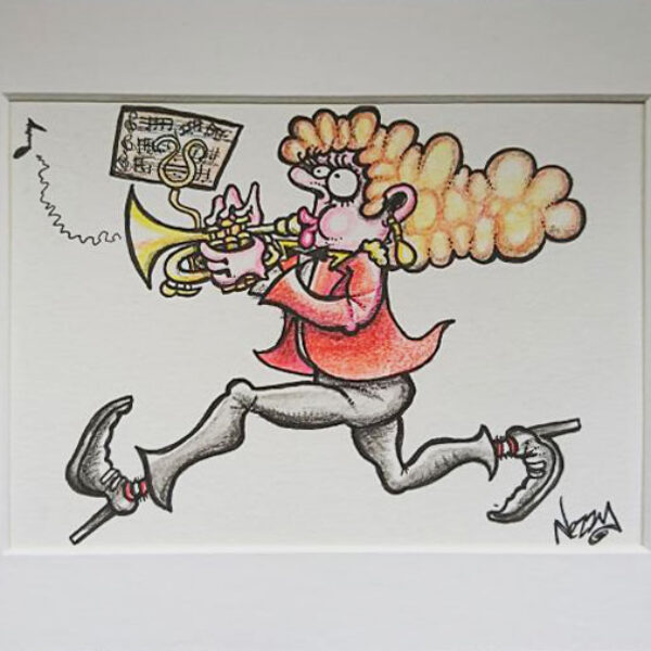 Original Artwork - Marching Lady Cornet player in Red Jacket