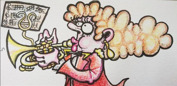 Signed Print - Marching Lady Cornet player in Red Jacket - Image 2