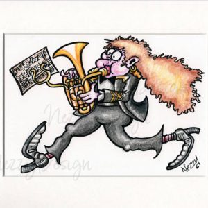 Original Artwork - Marching Lady Horn / Baritone player in black Jacket